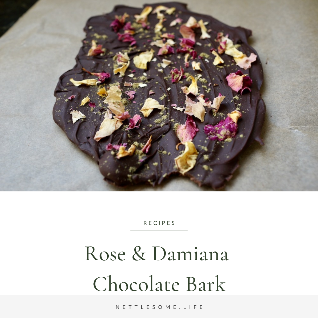Rose and Damiana Chocolate Bark