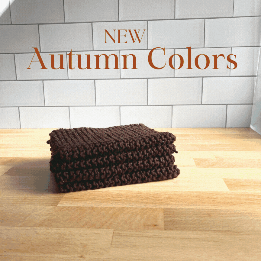 Hand Knit Wash Cloths: Fall Colors