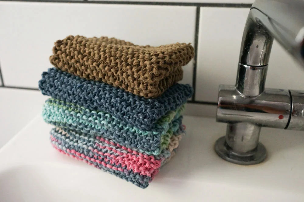 Hand Knit Wash Cloths: Bright Colors