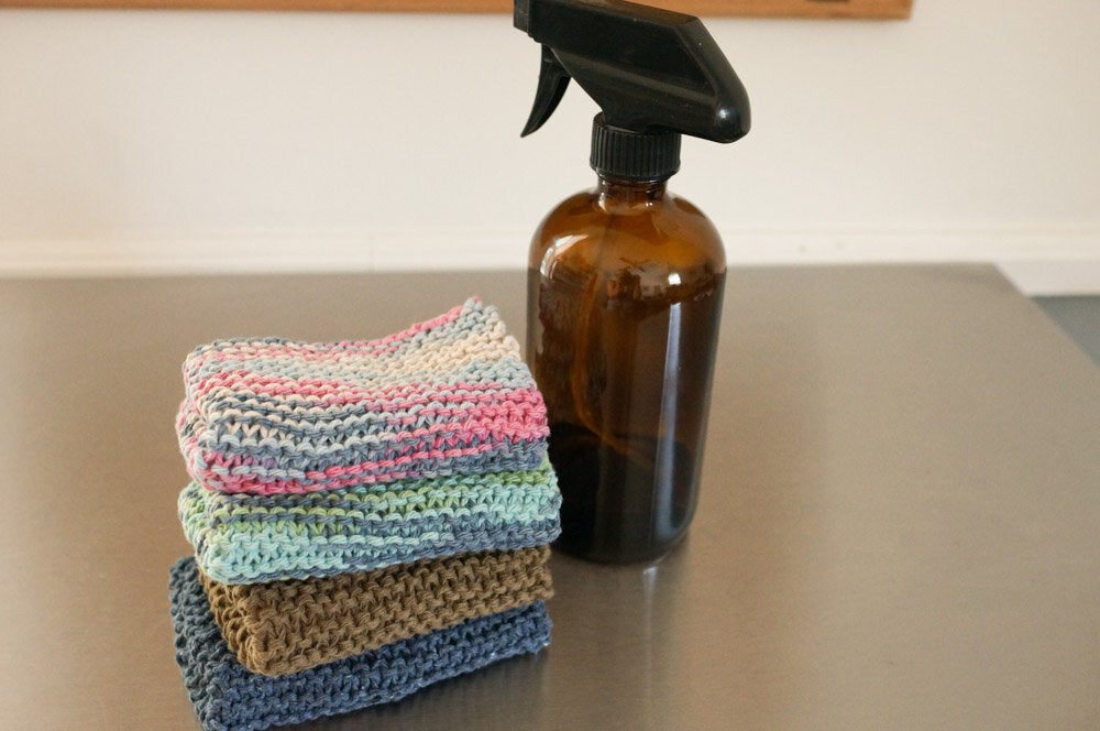 Hand Knit Wash Cloths: Bright Colors