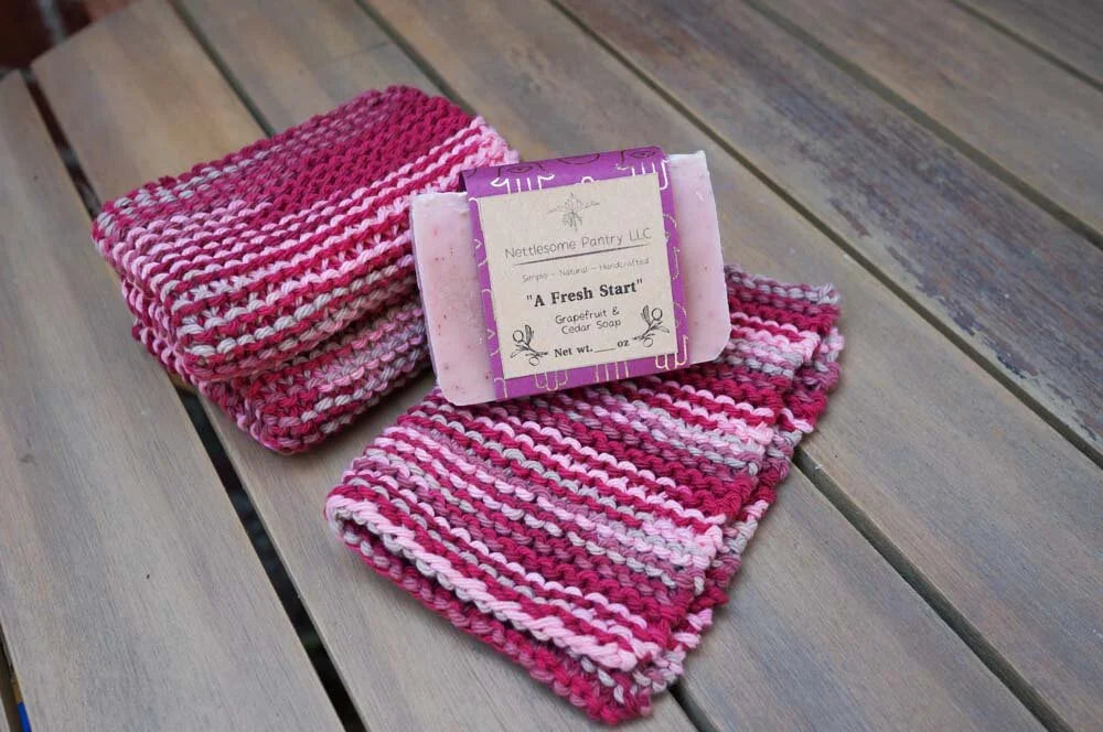 Hand Knit Wash Cloths: Bright Colors