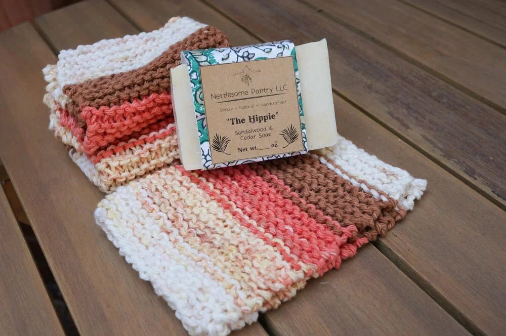 Hand Knit Wash Cloths: Bright Colors