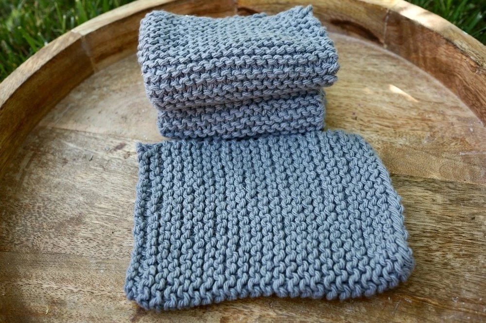Hand Knit Wash Cloths: Earth Tones