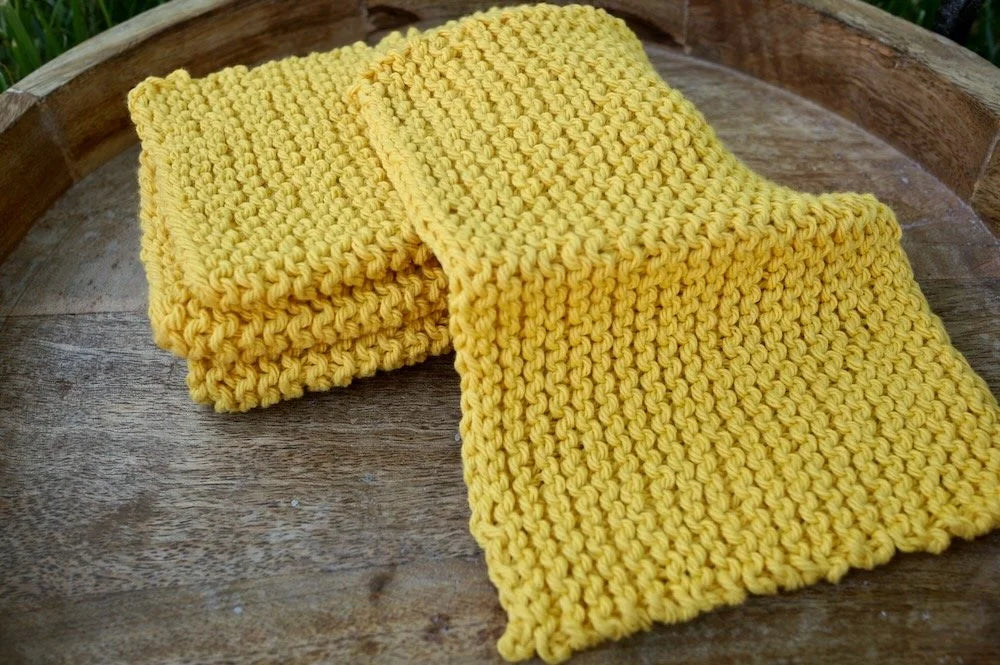Hand Knit Wash Cloths: Earth Tones