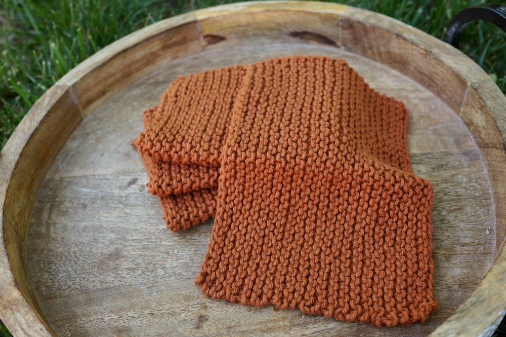 Hand Knit Wash Cloths: Earth Tones