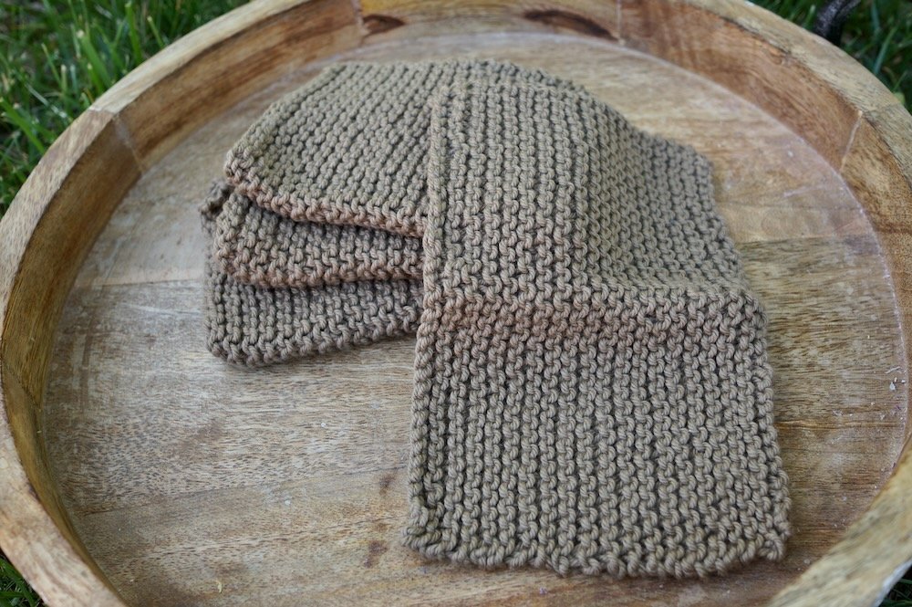 Hand Knit Wash Cloths: Earth Tones