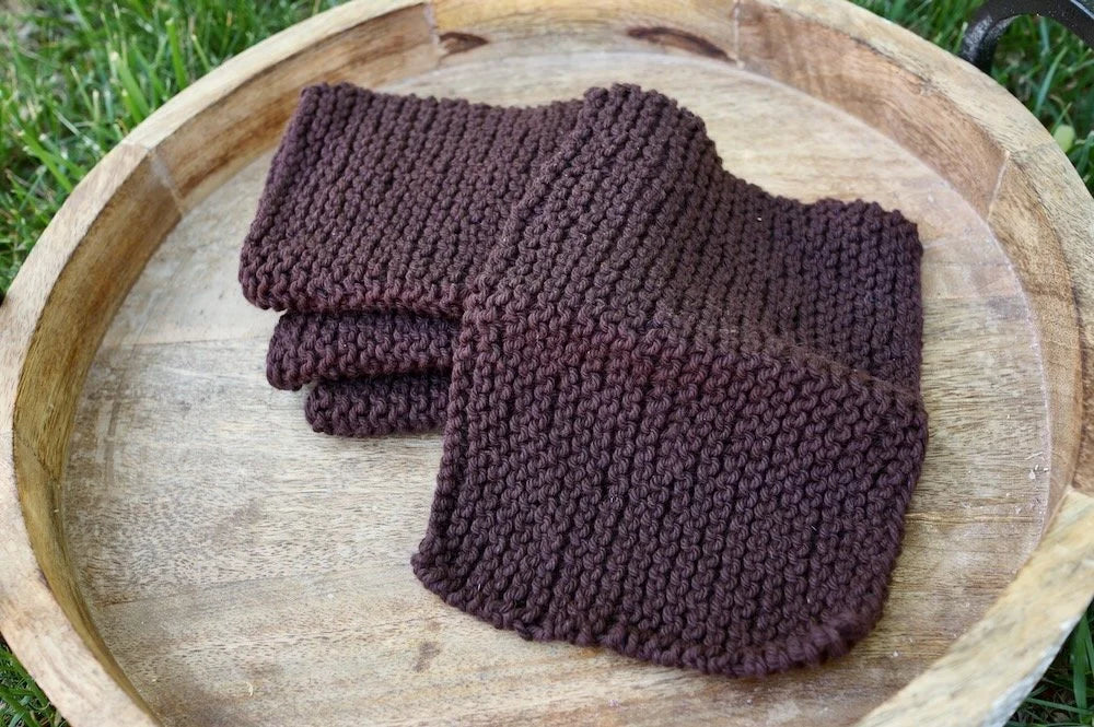 Hand Knit Wash Cloths: Earth Tones