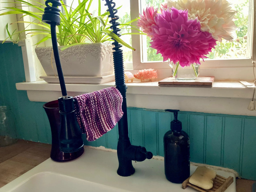 Hand Knit Wash Cloths: Bright Colors
